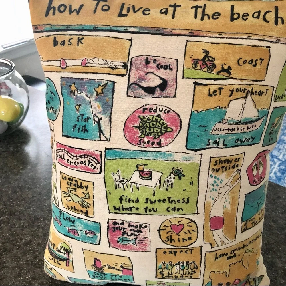 How to Live at the Beach Accent Pillow - Picture 2 of 8